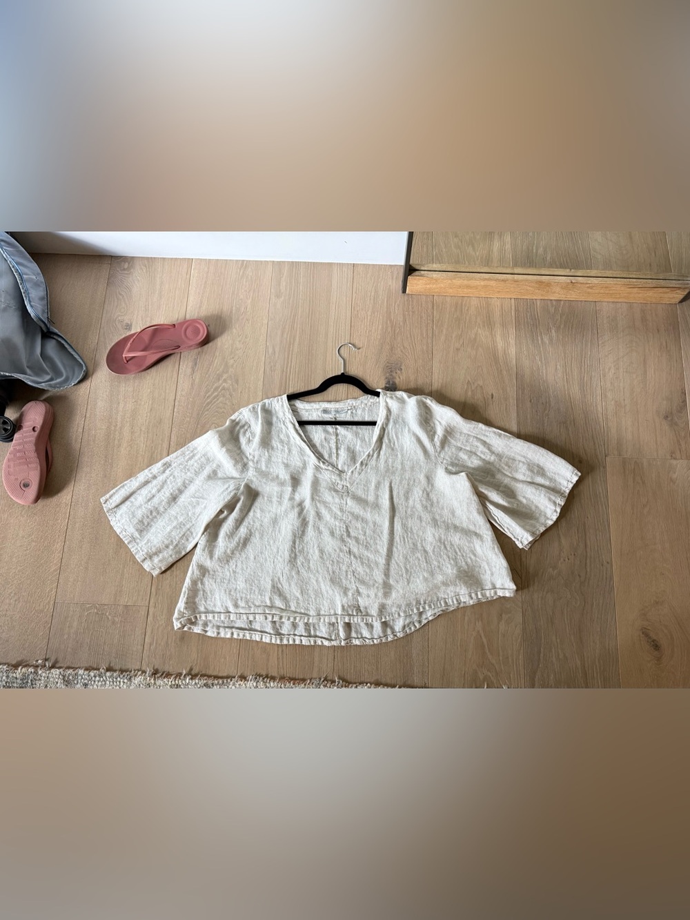 bryn Walker Natural Linen Tunic Top With Bell Sleeves - Picture 11 of 11